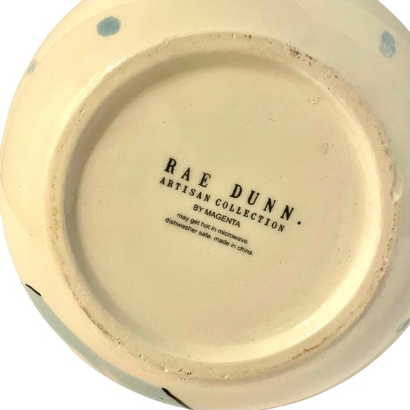 Rae Dunn Cocoa Pot Snowman Let it Snow White & Blue Spots 2018 Magenta 6.5” Tall - Picture 8 of 9